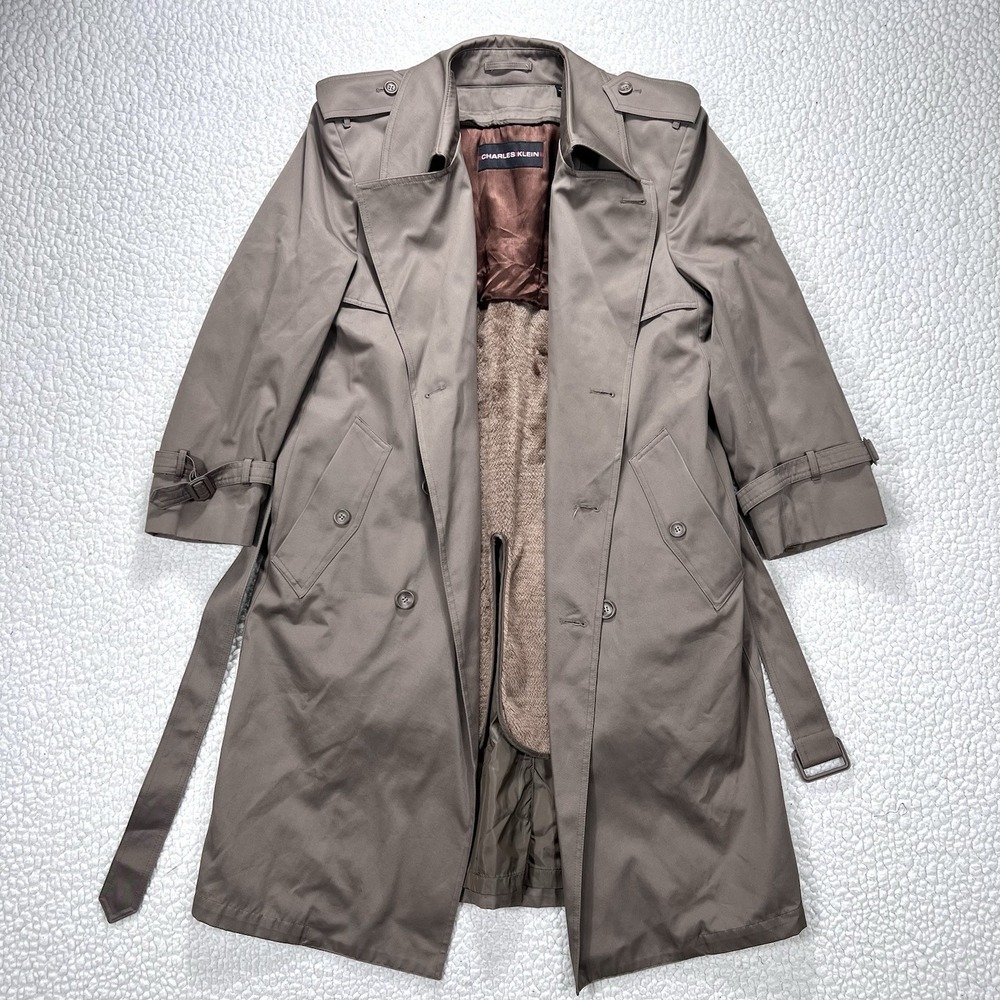 Charles‎ Klein Trench Coat Men's 36 S Belted Lined Classic Old Money Timeless